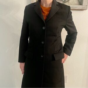 Laundry Industry women’s black European designer lined trench coat Sz 2 fits Sz4